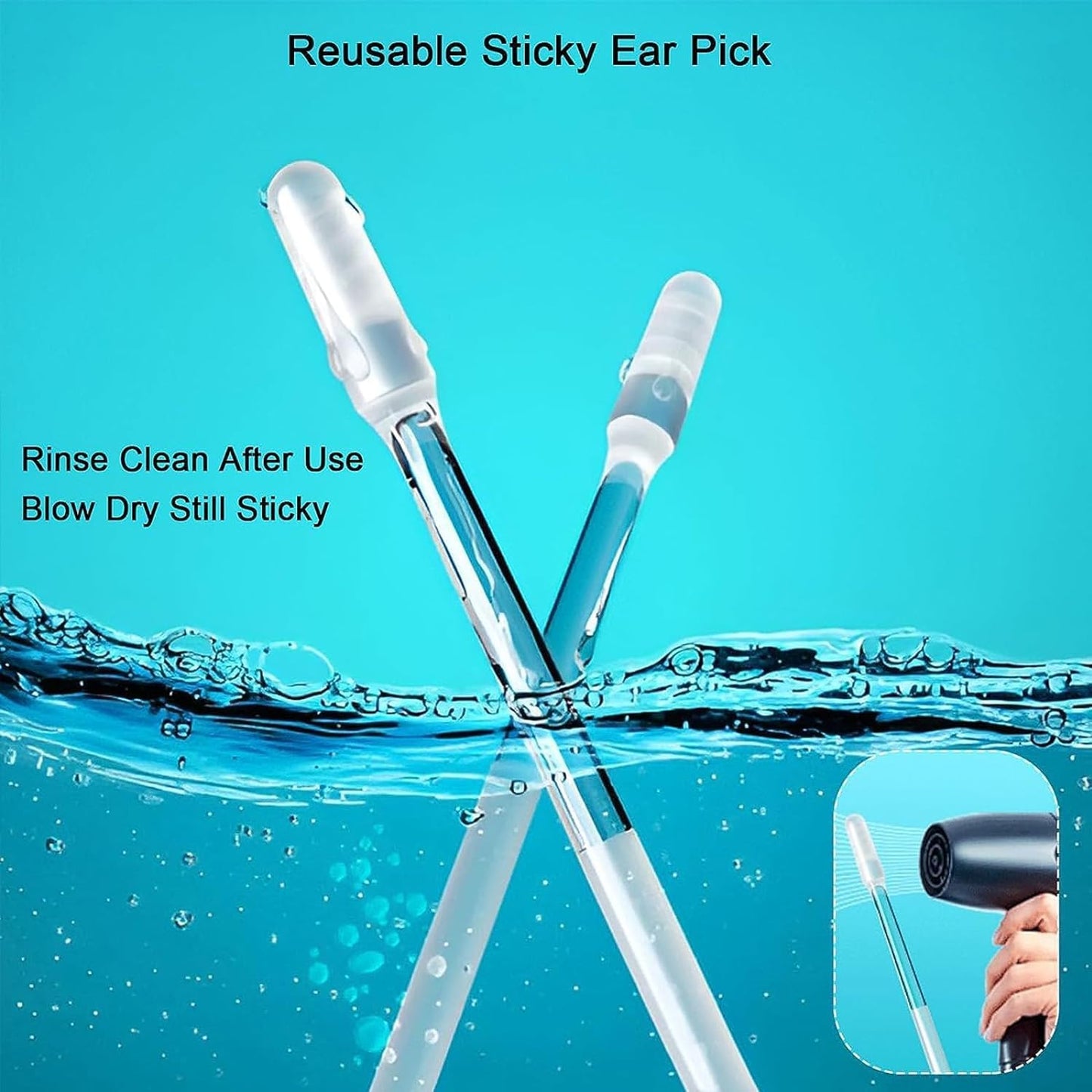 Ear wax Cleaner Stick Silicone Reusable Sticky Ear wax Removal Kit (12 Pcs Set)