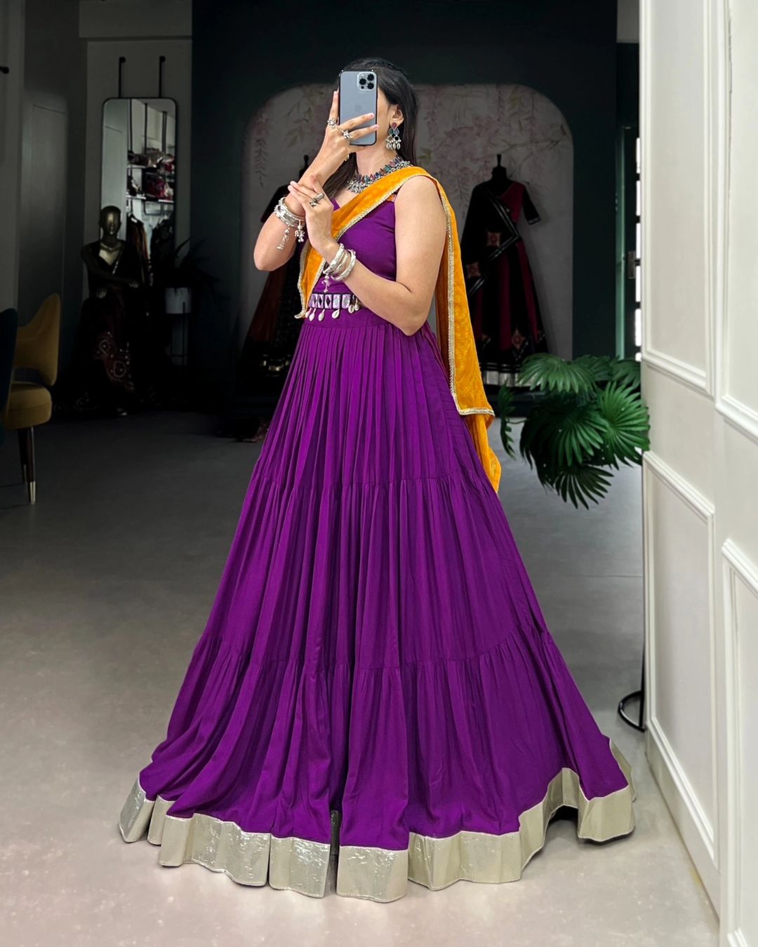 Pure Rayon Perfection Plain Lehengacholi Purple