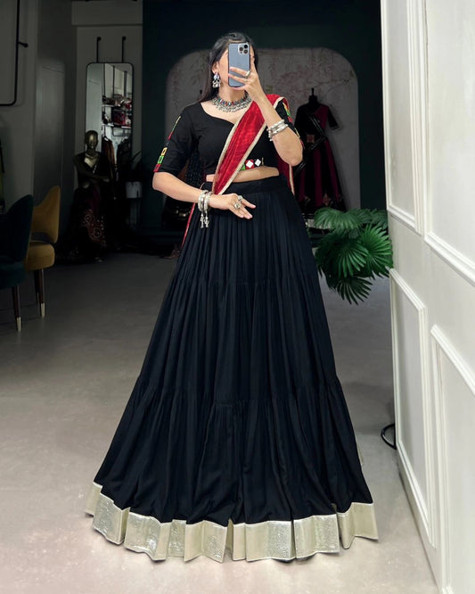 Pure Rayon Perfection Plain Lehengacholi Black