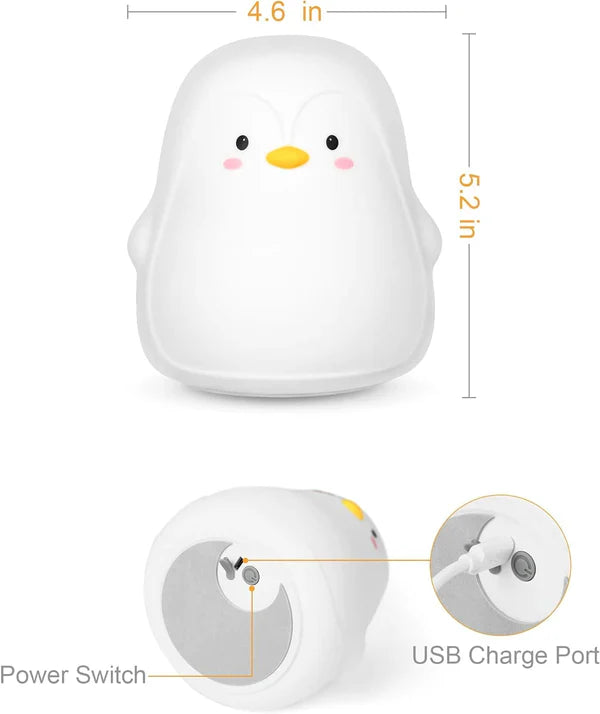 Penguin Night Light, USB  Rechargeable Silicone LED  Night Light for Children