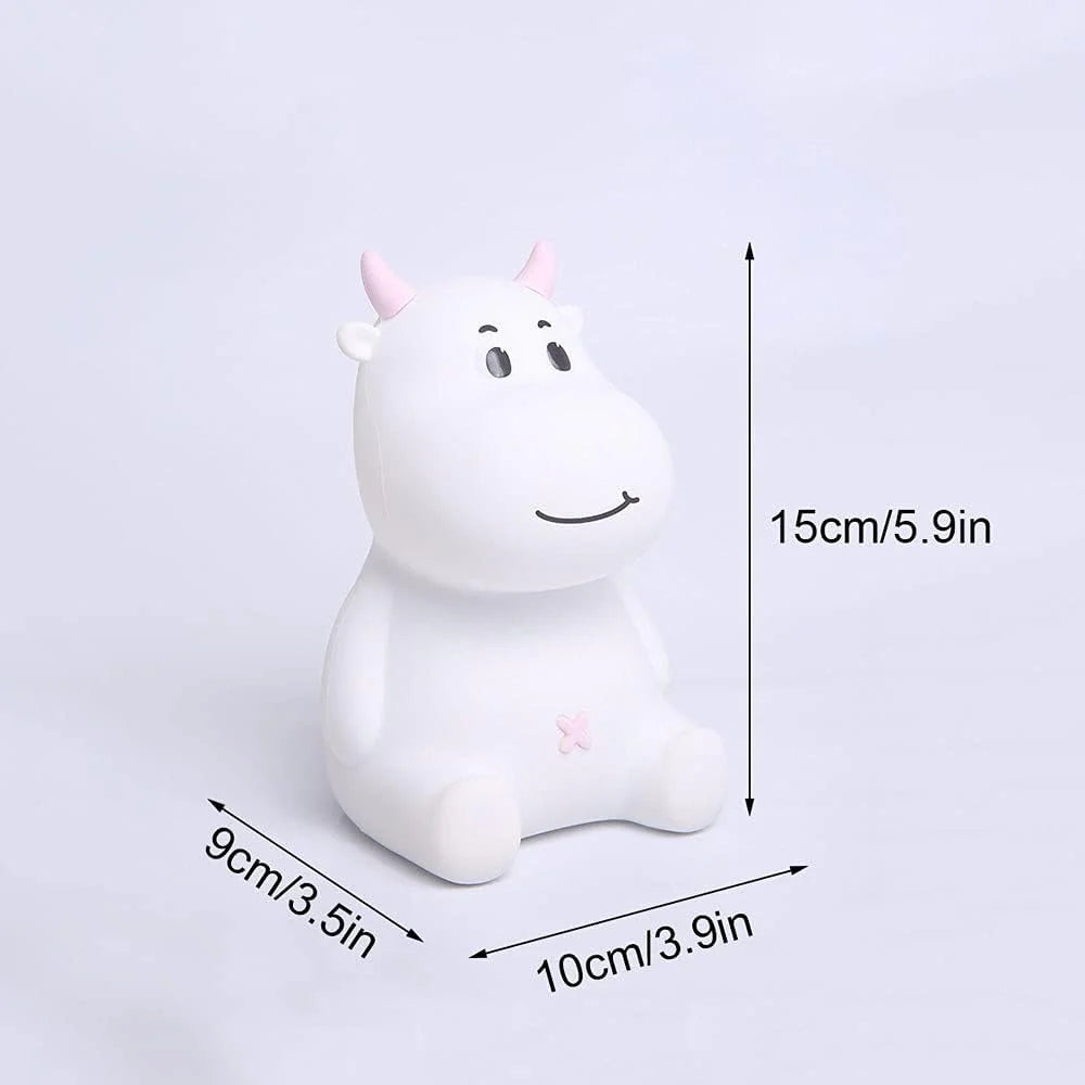 Silicone Cow Lamp for Girls Boys Gifts, Seven Color Mods with Touch Sensor.