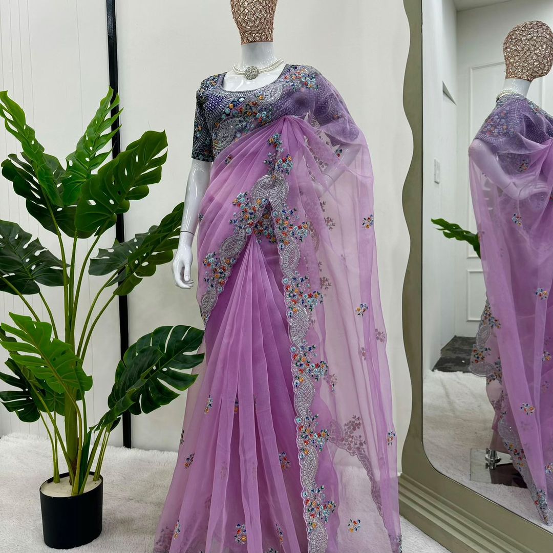 Beautiful Organza Silk Febric Designer Saree