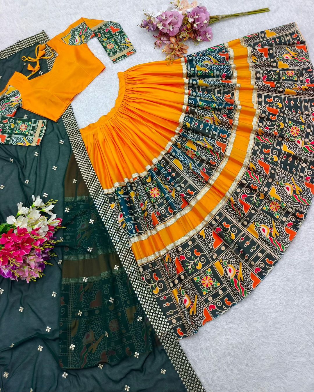 Heavy Cotton Silk Lehenga Choli Dupatta