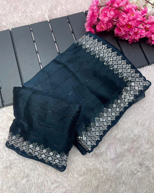 Zimmy Choo Sequence Saree With Beautiful Embroidery C-Pallu Work