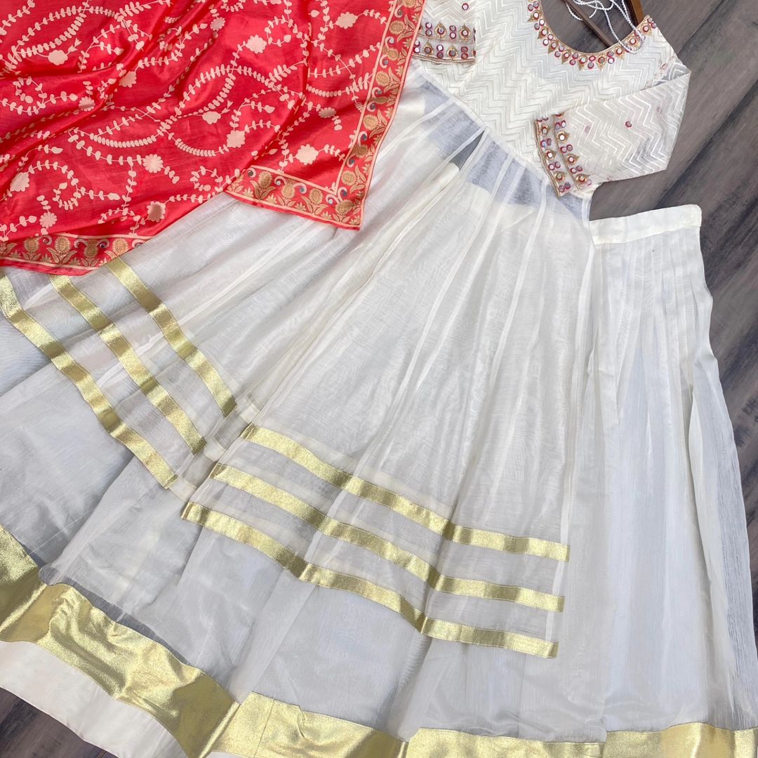 BEUTIQUE STYLES RAJWADI SILK TOP WITH FULL FLAIR LEHENGA