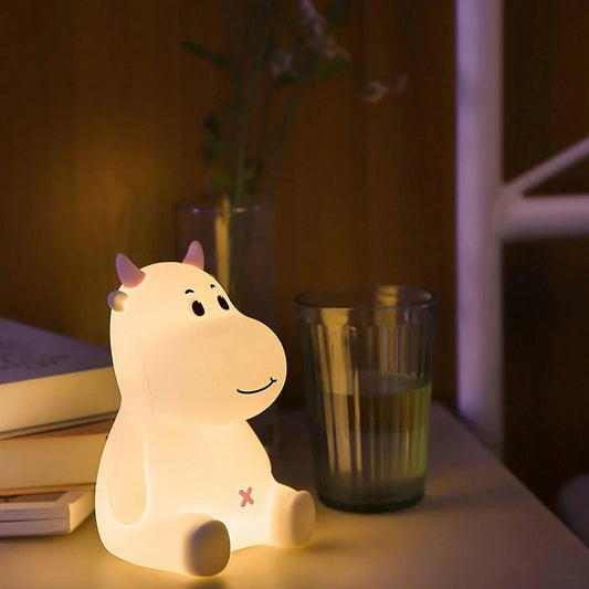 Silicone Cow Lamp for Girls Boys Gifts, Seven Color Mods with Touch Sensor.