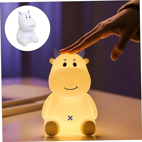 Silicone Cow Lamp for Girls Boys Gifts, Seven Color Mods with Touch Sensor.