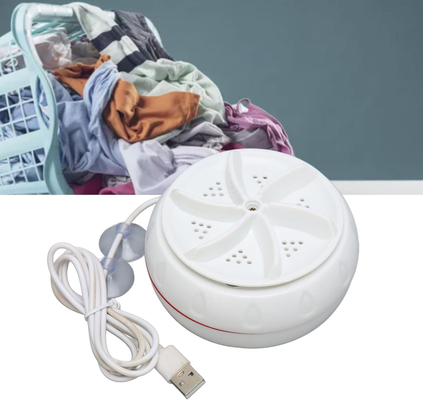 Mini turbine washing machine with USB cable, lightweight, suitable for home, camping, and college use.