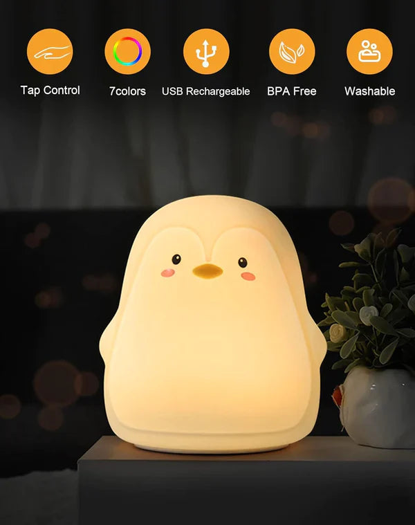 Penguin Night Light, USB  Rechargeable Silicone LED  Night Light for Children