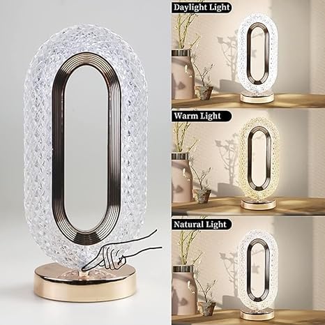 Oval Shape LED  Crystal Table Lamp for Home, Bedroom, Party Dinner Decor