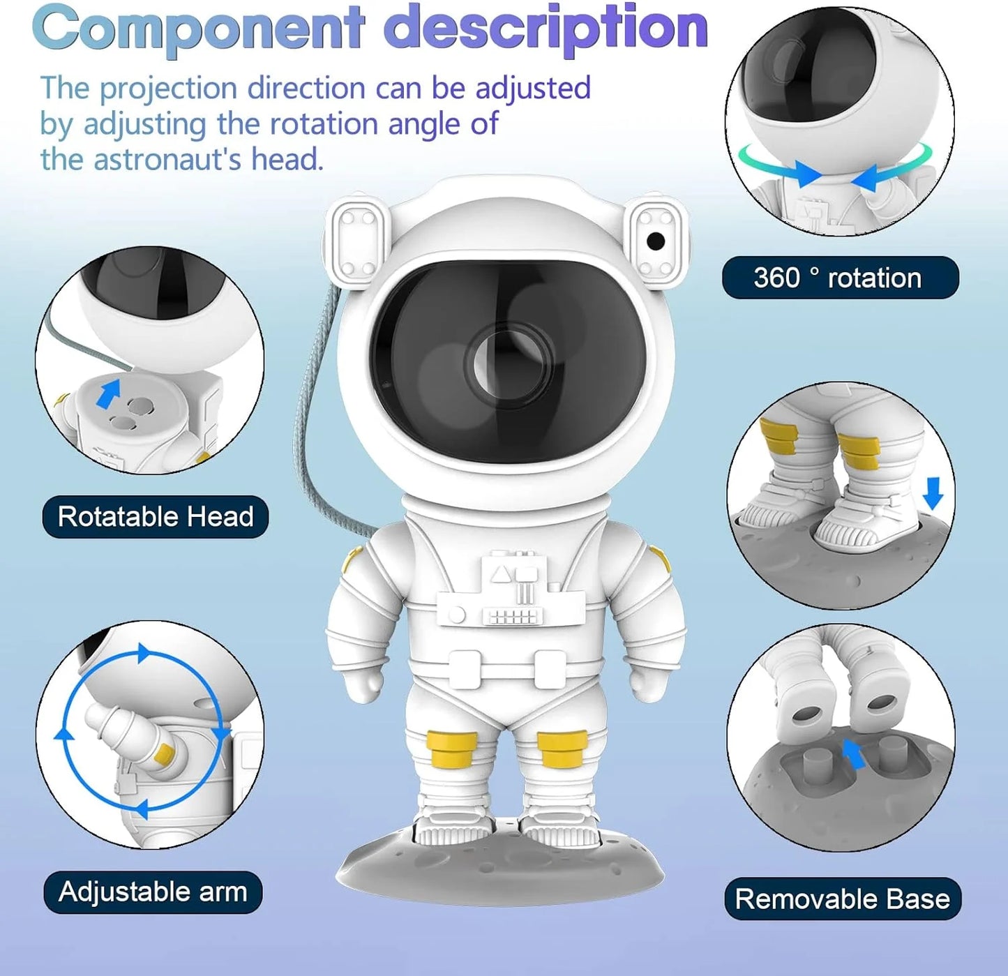 Starry Night Light  Astronaut Projector for Kids or Adults, for Bedroom, for Christmas, Birthdays.