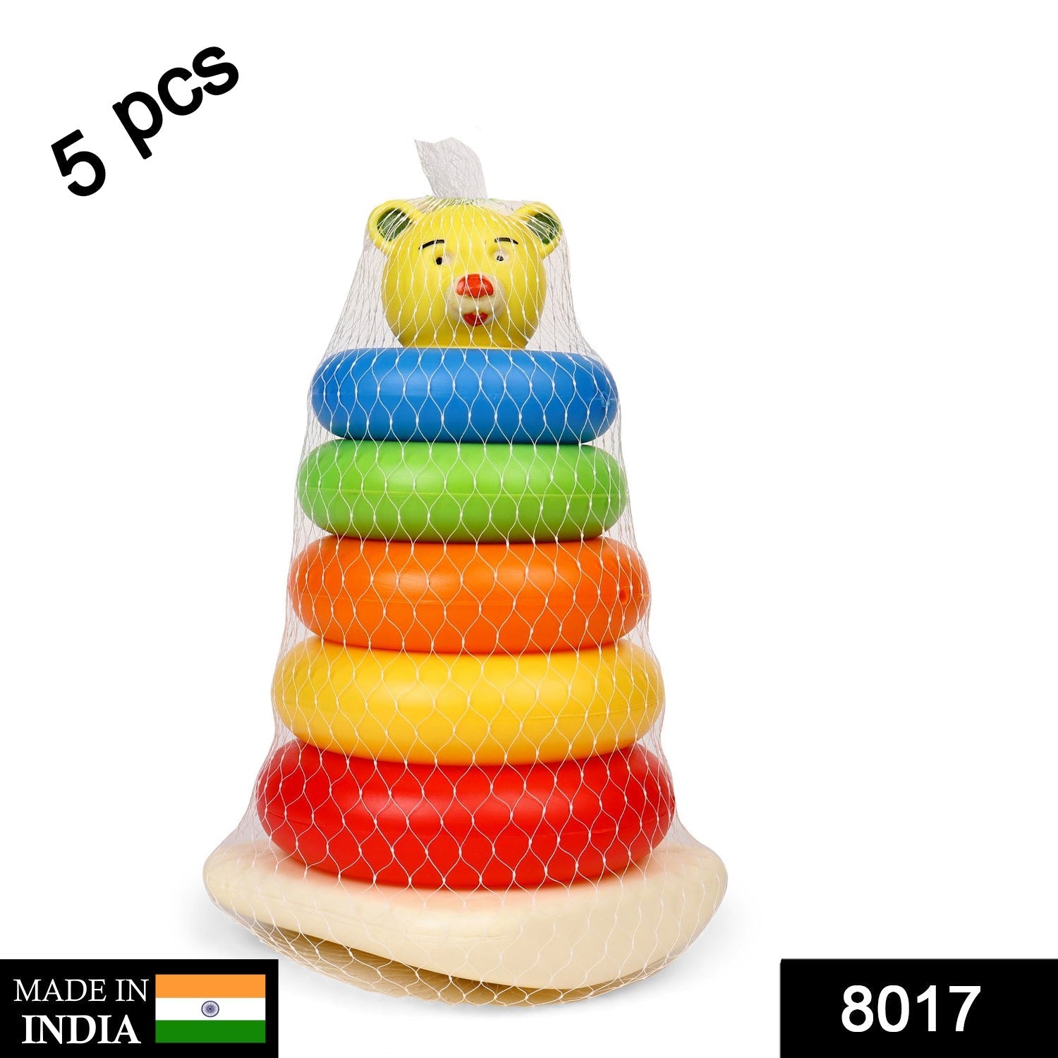 Plastic toy with rings for stacking and learning.