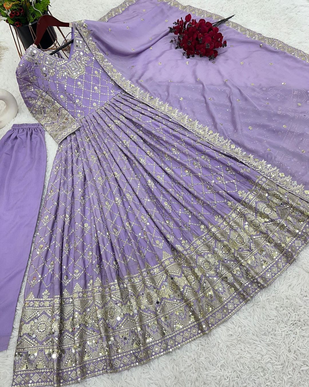 New Designer Party Wear Full Heavy Embroidery Sequence Work Gown