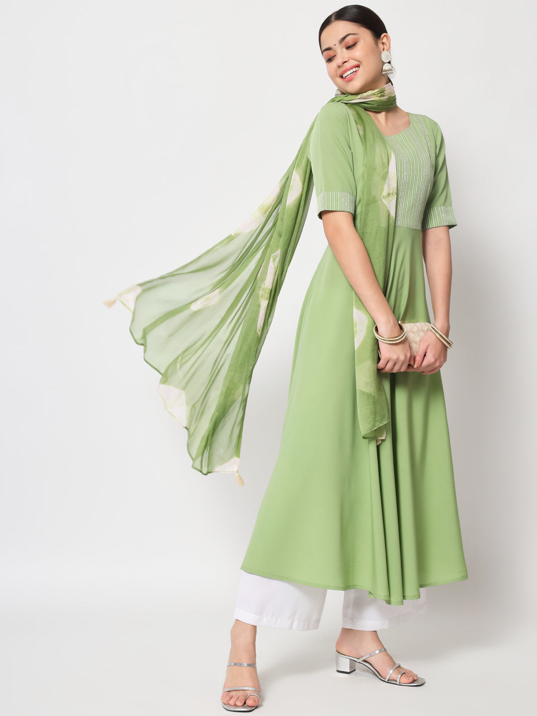 Anarkali Crepe Kurta With Dupatta