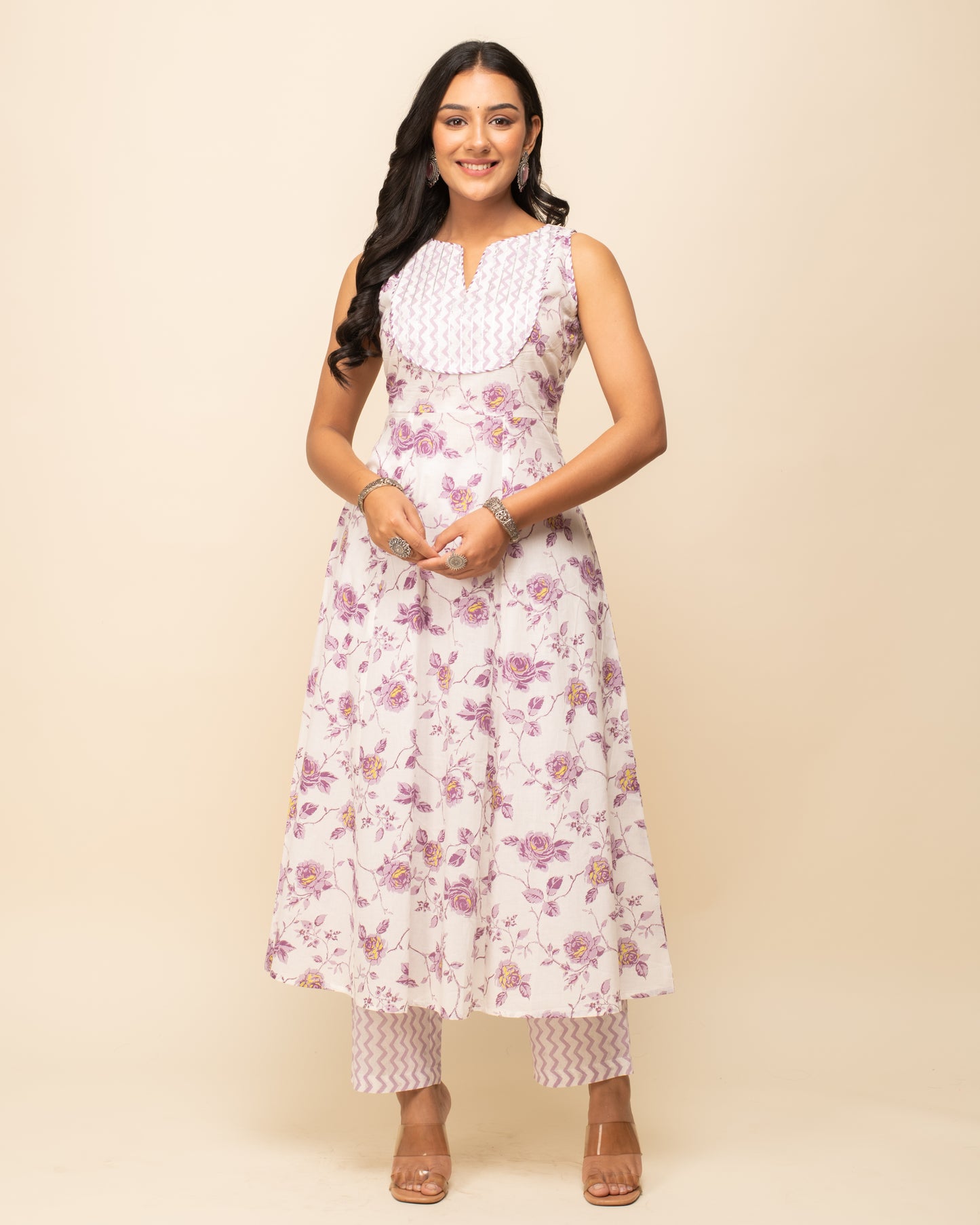 Floral Printed Pure Cotton Kurta with Trousers & With Dupatta