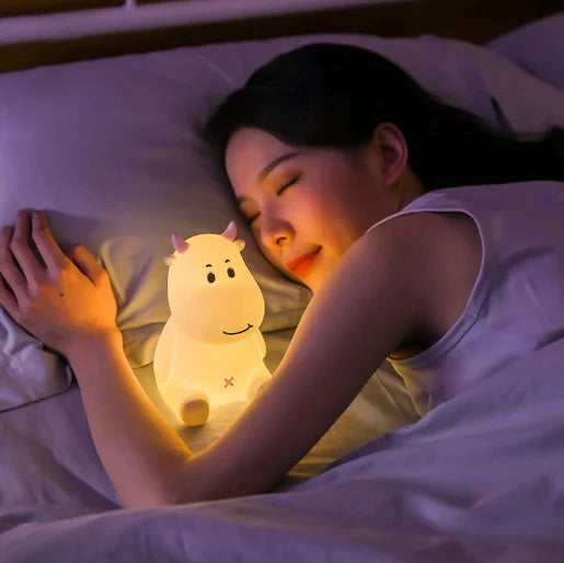 Silicone Cow Lamp for Girls Boys Gifts, Seven Color Mods with Touch Sensor.